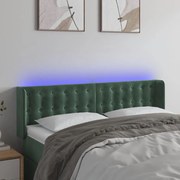 vidaXL Κεφαλάρι Κρεβατιού LED Σκούρο Πράσινο 147x16x78/88εκ. Βελούδινο