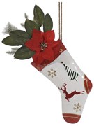 Χριστουγεννιάτικο Κρεμαστό Διακοσμητικό Κάλτσα Befana Λευκό 65cm