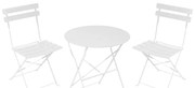 Τραπεζαρία Bistro pakoworld σετ 3τεμ μεταλλική αναδιπλούμενη σε λευκή απόχρωση Φ60x71εκ