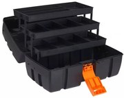 Εργαλειοθήκη με λαβή μεταφοράς (Y98500080) Με 3 πτυσσόμενες θήκες, Από πολυπροπυλένιο, Μαύρο και Πορτοκαλί, 37 x 23 x 21 cm
