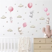 Αυτοκόλλητα Τοίχου Bunny Balloons Pink 76x115εκ. Sipo SIP-WS63028