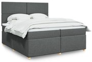 Κρεβάτι Boxspring με Στρώμα Σκούρο Γκρι 200x200 εκ. Υφασμάτινο