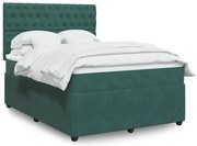 vidaXL Κρεβάτι Boxspring με Στρώμα Σκούρο Πράσινο 140x200εκ. Βελούδινο