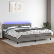 vidaXL Κρεβάτι Boxspring με Στρώμα &amp; LED Σκ.Γκρι 200x200εκ. Υφασμάτινο