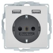 Πρίζα Σούκο με 2xUSB Αλουμίνιο Berker 48036084 Hager-48036084-Αλουμίνιο 48036084