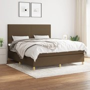 vidaXL Κρεβάτι Boxspring με Στρώμα Σκούρο Καφέ 180x200 εκ Υφασμάτινο