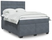 Κρεβάτι Boxspring με Στρώμα Σκούρο Γκρι 140x190 εκ. Βελούδινο - Γκρι