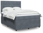 vidaXL Κρεβάτι Boxspring με Στρώμα Σκούρο Γκρι 140x190 εκ. Βελούδινο