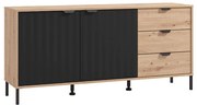 Έπιπλο Τηλεόρασης Vandea 157 3K3F2V Artisan Oak - Μαύρο Μάτ 157x40x74 εκ. 157x40x74 εκ.