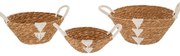 Καλάθι Με Σχέδια (Σετ 3Τμχ) 85969 30x15/22x9cm Natural-White Ψάθα