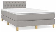 Κρεβάτι Boxspring με Στρώμα &amp; LED Αν.Γκρι 120x190εκ. Υφασμάτινο - Γκρι