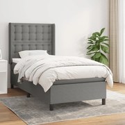 vidaXL Κρεβάτι Boxspring με Στρώμα Σκούρο Γκρι 80x200 εκ. Υφασμάτινο