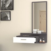 Έπιπλο εισόδου - τουαλέτα Joy Megapap με καθρέφτη χρώμα ανθρακί - λευκό 80x35x116εκ.