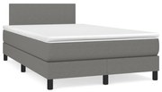 Κρεβάτι Boxspring με Στρώμα & LED Σκ.Γκρι 120x190εκ. Υφασμάτινο