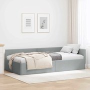 vidaXL Κρεβάτι Γωνίας Ανοιχτό γκρι 90 x 200 cm Ύφασμα και Έργο ξύλου