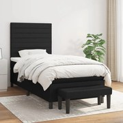 vidaXL Κρεβάτι Boxspring με Στρώμα Μαύρο 80 x 200 εκ. Υφασμάτινο