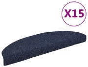 vidaXL Πατάκια Σκάλας Αυτοκόλλητα 15 τεμ. Μπλε 65x21x4εκ. Βελονιασμένο