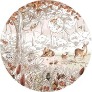 Forest Friends Autumn II Ταπετσαρια Τοιχου Καφε Στρογγυλη 80cm
