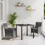 vidaXL Σετ Καθισμάτων Τραπεζαρίας 3 Τεμαχίων Γκρι Πολυρατάν