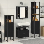vidaXL Σετ επίπλων μπάνιου 4 τεμαχίων Μαύρο Δρυς Επεξεργασμένο Ξύλο