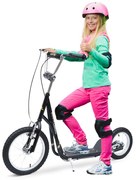 HOMCOM Παιδικό πατίνι 16/12 ιντσών πατίνι με φρένα πατίνι πόλης Kickboard παιδικό πατίνι για παιδιά 5+ ετών Μαύρο 135 x 58 x 92-100 cm