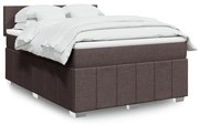 Κρεβάτι Boxspring με Στρώμα Σκούρο Καφέ 140x200 εκ Υφασμάτινο - Καφέ