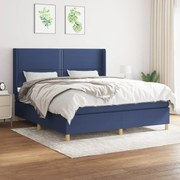 Κρεβάτι Boxspring με Στρώμα Μπλε 180x200 εκ. Υφασμάτινο