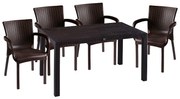 Intrahome Τραπεζαρία Explore-Festive Intrahome σετ 5τεμ PP καφέ 150x90x73,5εκ | SKU: INTRAPA-364111162