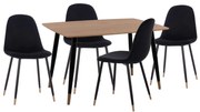 Σετ τραπεζαρίας ALIZA C11196.09 5 τμχ. από MDF TOP - Βελούδο Μαύρο &amp; Μέταλλο Μαύρο 120x80x74 εκ.