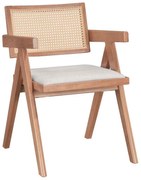 Καρέκλα - Πολυθρόνα Winslow ξύλο rubberwood ανοικτό καρυδί-pvc rattan φυσικό-ύφασμα γκρι 2αδα 52x56.7x77.6 εκ.