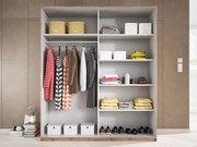 Ντουλάπα Συρόμενη Kappa-200 x 61 x 210 εκ.-Καρυδί - Μαύρο