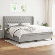 Κρεβάτι Boxspring με Στρώμα Ανοιχτό Γκρι 200x200 εκ. Υφασμάτινο