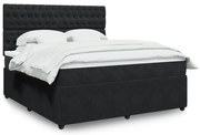 vidaXL Κρεβάτι Boxspring με Στρώμα Μαύρο 180x200 εκ. Βελούδινο