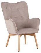 Πολυθρόνα 8009 Fylliana Βελούδο Μπέζ με Ξύλινα πόδια 67x72x97 εκ. 67x72x97 εκ.