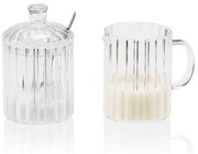 Γαλατιέρα-Ζαχαριέρα (Σετ 3Τμχ) AH-MS21524 Φ7x11,5cm Clear Andrea House Metal, Glass