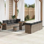 vidaXL Σετ Καναπέ Κήπου με μαξιλάρι 11 pcs Γκρι Πολυ ράταν