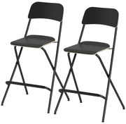 HOMCOM Σετ 2 σκαμπό μπαρ, πτυσσόμενα σκαμπό μπαρ με ατσάλινο πλαίσιο, για κουζίνα, τραπεζαρία, μαύρο