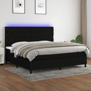 Κρεβάτι Boxspring με Στρώμα & LED Μαύρο 200x200 εκ. Υφασμάτινο