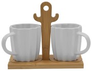 CACTUS ΚΟΥΠΑ ESPRESSO SET 2 ΤΜΧ ΠΟΡΣΕΛΑΝΗ BAMBOO ΛΕΥΚΟ ΦΥΣΙΚΟ 20x12xH16,5cm - 029999