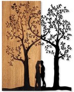 Διακοσμητικό Τοίχου Love Under The Tree 899SKL2394 45x58cm Walnut-Black Wallity Μέταλλο,Ξύλο