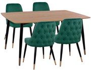 Σετ τραπεζαρίας JOLIE C11198.03 5 τεμ. MDF TOP - Βελούδο Κυπαρισσί &amp; Μέταλλο Μαύρο 160x90x74 εκ.