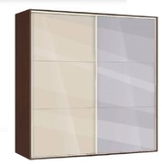 Ντουλάπα Συρόμενη με καθρέφτη, AVA 41, 160x200x59 , wenge  με κρεμ  γυαλιστερί  Genomax  12814-32122122598