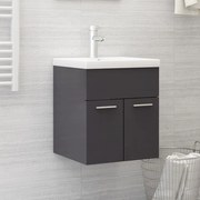 vidaXL Ντουλάπι Νιπτήρα Γυαλιστερό Γκρι 41x38,5x46 εκ. από Επεξ. Ξύλο
