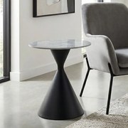 Τραπεζάκι βοηθητικό Logan Megapap sintered stone - μέταλλο χρώμα γκρι εφέ μαρμάρου - μαύρο Ø50x56εκ.