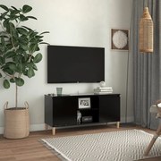 Έπιπλο Τηλεόρασης Καφέ Μαύρο 103,5x35x50εκ. Μασίφ Ξύλινα Πόδια 805960