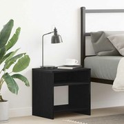 Κομοδίνο Μαύρο Δρυς 40 x 30 x 40 εκ. από Επεξεργασμένο Ξύλο - Μαύρο