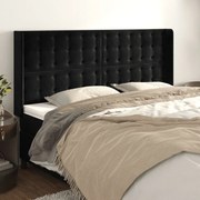 vidaXL Κεφαλάρι με Πτερύγια Μαύρο 163x16x118/128 εκ. Βελούδινο
