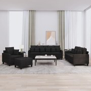 vidaXL Σετ Σαλονιού 4 Τεμαχίων Μαύρο Υφασμάτινο με Μαξιλάρια