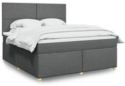 vidaXL Κρεβάτι Boxspring με Στρώμα Σκούρο Γκρι 180x200 εκ Υφασμάτιν