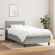 vidaXL Κρεβάτι Boxspring με Στρώμα Ανοιχτό Γκρι 90x200 εκ. Υφασμάτινο